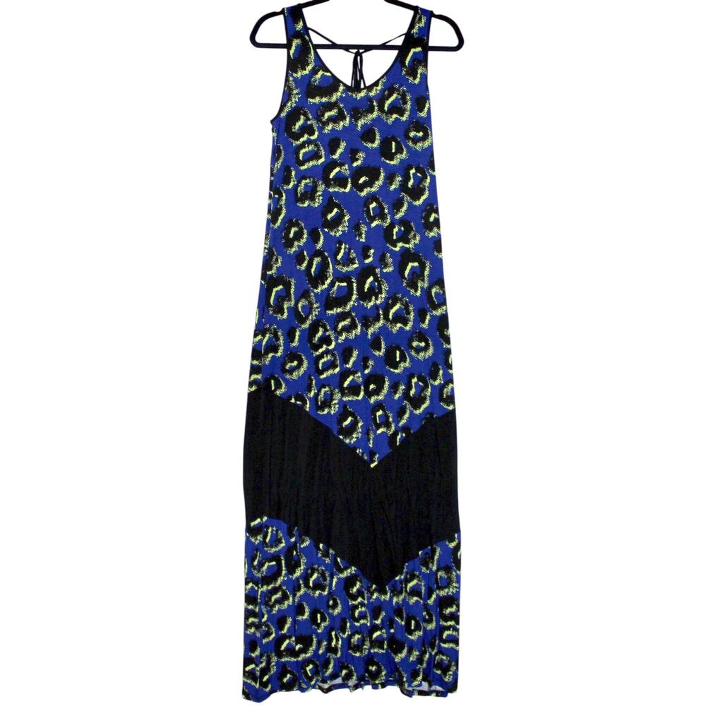 Kensie Blue Leopard Print Maxi Dress Size Small NWT